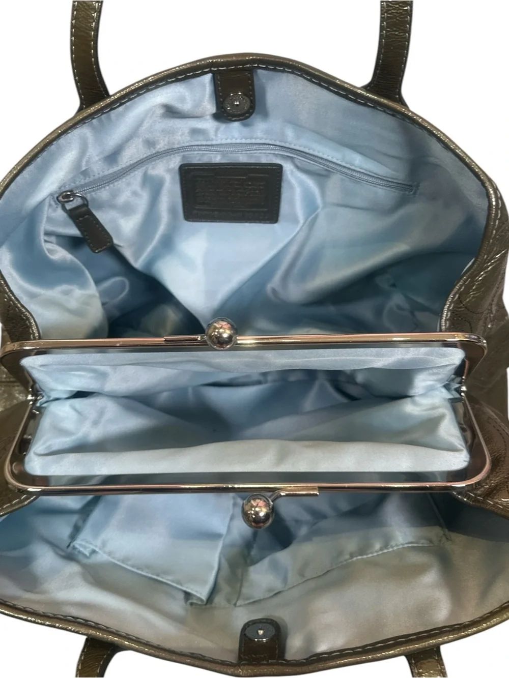 Coach Signature Stitch Kisslock Tote
